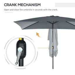 image-Outsunny 3x2m Patio Parasol Canopy Tilt Crank 6 Ribs Sun Shade Garden Dark Grey