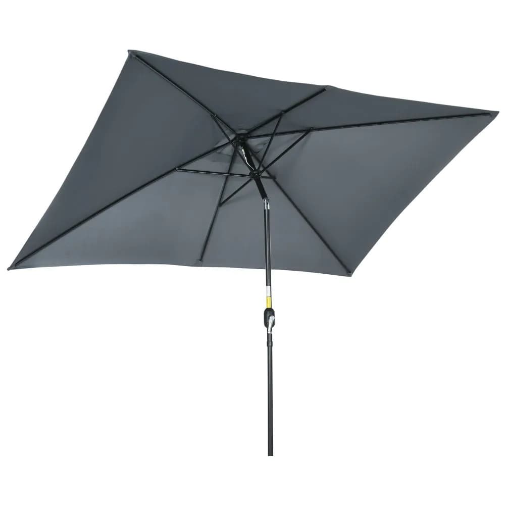 image-Outsunny 3x2m Patio Parasol Canopy Tilt Crank 6 Ribs Sun Shade Garden Dark Grey
