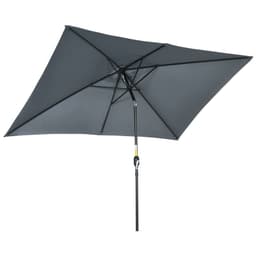 image-Outsunny 3x2m Patio Parasol Canopy Tilt Crank 6 Ribs Sun Shade Garden Dark Grey