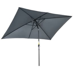 image-Outsunny 3x2m Patio Parasol Canopy Tilt Crank 6 Ribs Sun Shade Garden Dark Grey