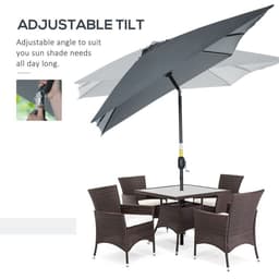 image-Outsunny 3x2m Patio Parasol Canopy Tilt Crank 6 Ribs Sun Shade Garden Dark Grey