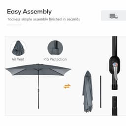 image-Outsunny 3x2m Patio Parasol Canopy Tilt Crank 6 Ribs Sun Shade Garden Dark Grey