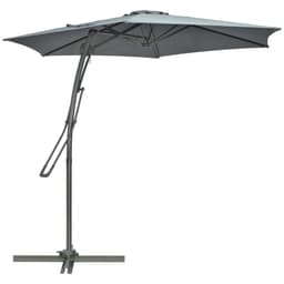 image-Outsunny 3m Cantilever Parasol with Easy Lever Crank Handle 6 Metal Ribs Grey