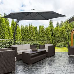 image-Outsunny 3m Cantilever Parasol with Easy Lever Crank Handle 6 Metal Ribs Grey