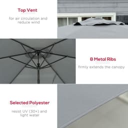 image-Outsunny 3m Cantilever Parasol with Easy Lever Crank Handle 6 Metal Ribs Grey