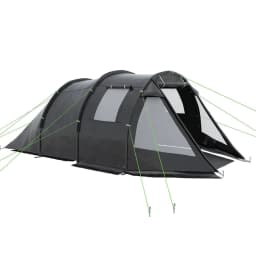 image-Outsunny 3-4 Persons Tunnel Tent, Two Room Camping Tent w/ Windows, Black