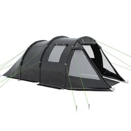 image-Outsunny 3-4 Persons Tunnel Tent, Two Room Camping Tent w/ Windows, Black