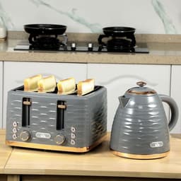 image-HOMCOM Kettle and Toaster Set 1.7L Rapid Boil Kettle & 4 Slice Toaster Grey