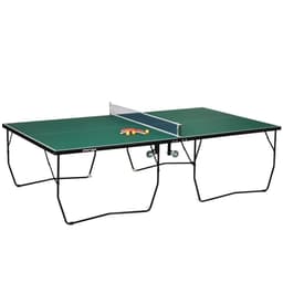 image-SPORTNOW 9FT Folding Table Tennis Table w/ 8 Wheels, for Indoors, Outdoors