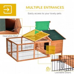 image-Wooden Rabbit Hutch Detachable Pet House with Openable Run & Roof