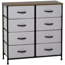 image-HOMCOM 8 Drawer Fabric Chest of Drawers w/ Wooden Top for Closet Hallway Grey