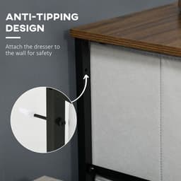 image-HOMCOM 8 Drawer Fabric Chest of Drawers w/ Wooden Top for Closet Hallway Grey