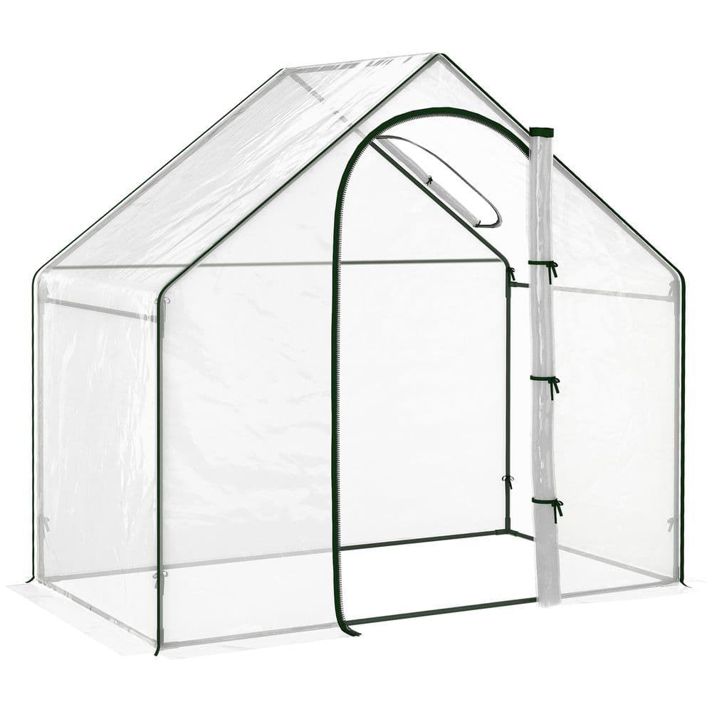 image-Outsunny Portable Walk-in PVC Greenhouse w/ Zipped Door for Flowers Plant