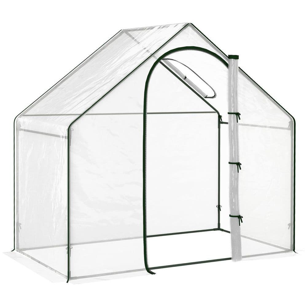 image-Outsunny Portable Walk-in PVC Greenhouse w/ Zipped Door for Flowers Plant