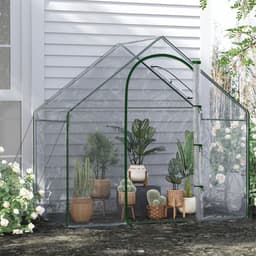 image-Outsunny Portable Walk-in PVC Greenhouse w/ Zipped Door for Flowers Plant
