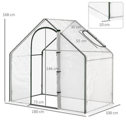 image-Outsunny Portable Walk-in PVC Greenhouse w/ Zipped Door for Flowers Plant