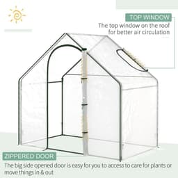 image-Outsunny Portable Walk-in PVC Greenhouse w/ Zipped Door for Flowers Plant