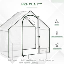 image-Outsunny Portable Walk-in PVC Greenhouse w/ Zipped Door for Flowers Plant