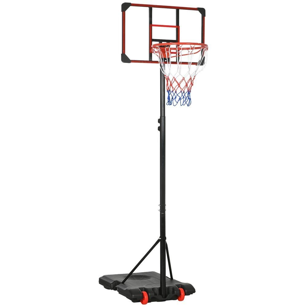 image-SPORTNOW Kids Adjustable Basketball Hoop and Stand w/ Wheels, 1.8-2m