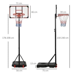image-SPORTNOW Kids Adjustable Basketball Hoop and Stand w/ Wheels, 1.8-2m