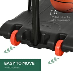 image-SPORTNOW Kids Adjustable Basketball Hoop and Stand w/ Wheels, 1.8-2m