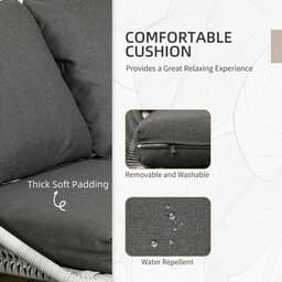 image-Outsunny 5 Piece Rattan Garden Furniture Set with Sofa, Coffee Table, Grey