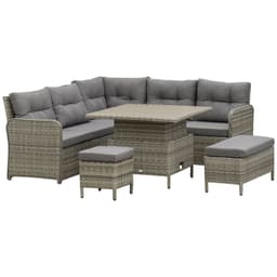 image-Outsunny 6 PCs Rattan Garden Furniture Sectional Conversation Corner Sofa