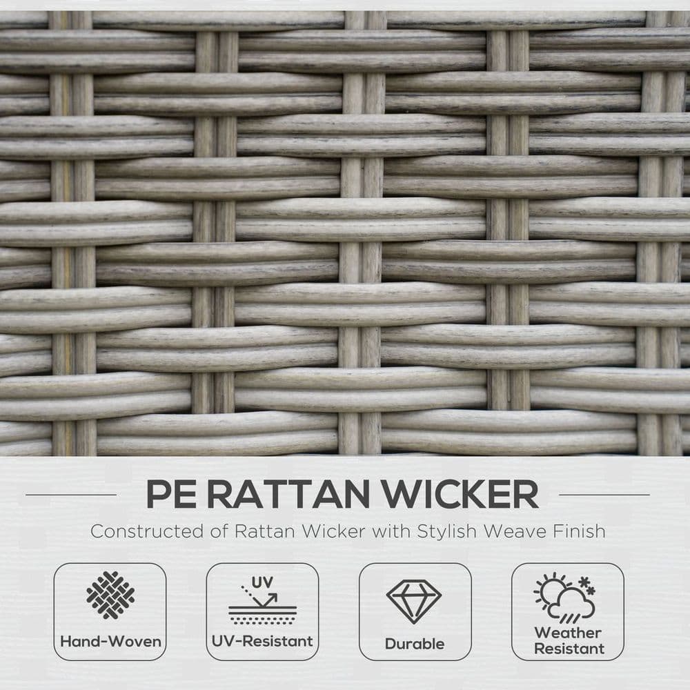 image-Outsunny 6 PCs Rattan Garden Furniture Sectional Conversation Corner Sofa