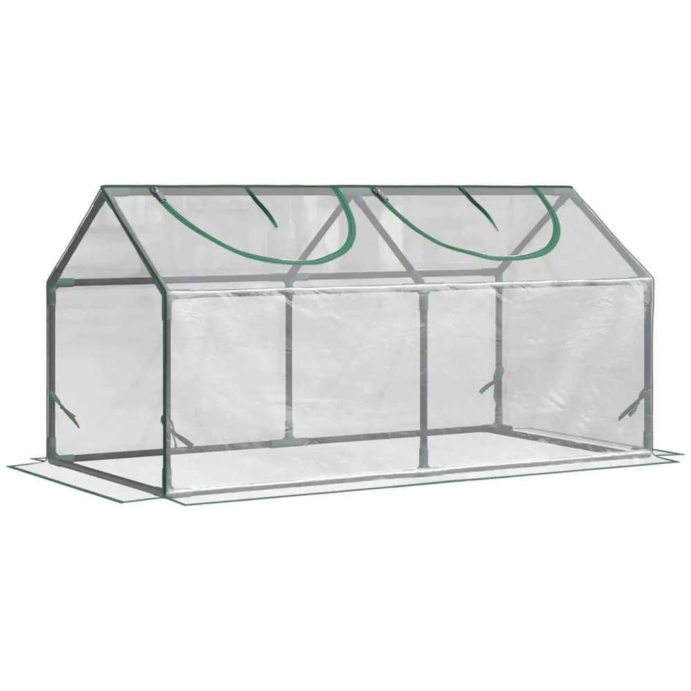 image-Outsunny Greenhouse Plants Foil Tomato Vegetable House W/ 2 Windows Clear