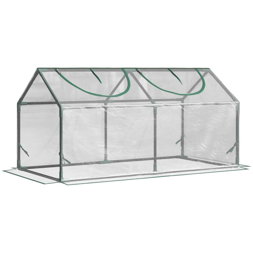 image-Outsunny Greenhouse Plants Foil Tomato Vegetable House W/ 2 Windows Clear