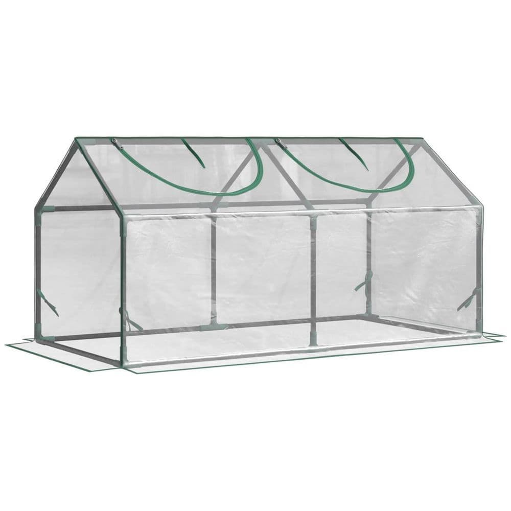 image-Outsunny Greenhouse Plants Foil Tomato Vegetable House W/ 2 Windows Clear