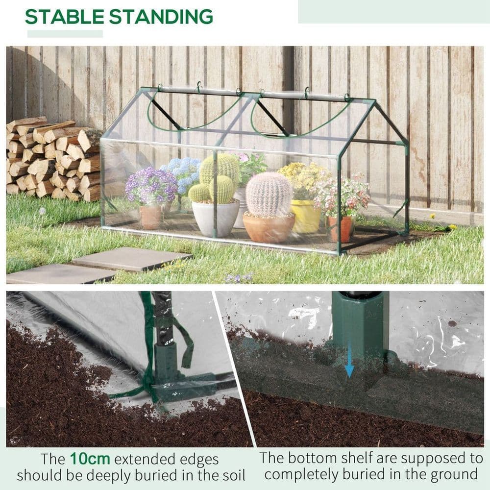image-Outsunny Greenhouse Plants Foil Tomato Vegetable House W/ 2 Windows Clear