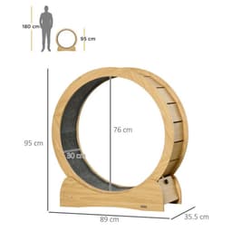 image-Cat Treadmill, Wooden Cat Running Wheel with Brake, Cat Exercise Wheel