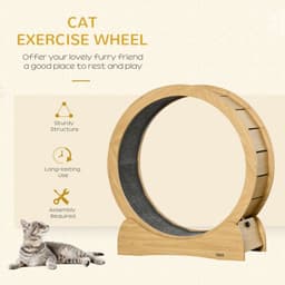 image-Cat Treadmill, Wooden Cat Running Wheel with Brake, Cat Exercise Wheel