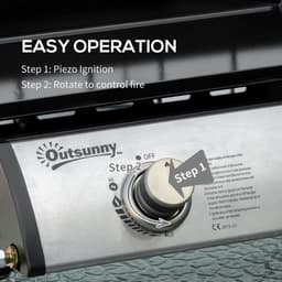 image-Outsunny Portable Gas Plancha BBQ Grill with 2 Stainless Steel Burner, 6kW