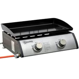 image-Outsunny Portable Gas Plancha BBQ Grill with 2 Stainless Steel Burner, 6kW
