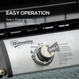 image-Outsunny Portable Gas Plancha BBQ Grill with 2 Stainless Steel Burner, 6kW