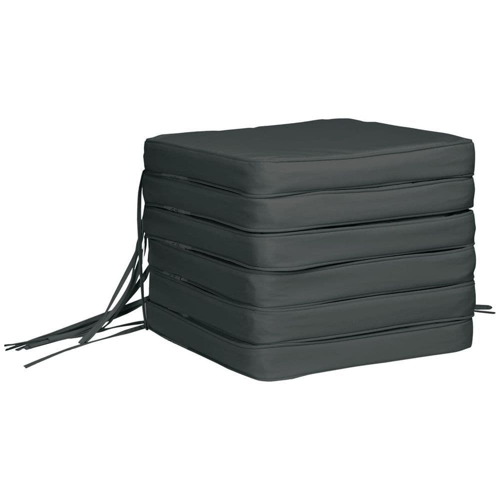 image-Outsunny Set of 6 Chair Cushion Seat Pads Dining Chair w/ Straps Outdoor Grey