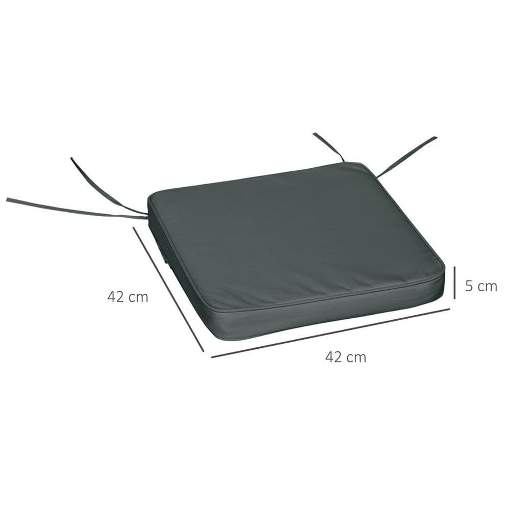 image-Outsunny Set of 6 Chair Cushion Seat Pads Dining Chair w/ Straps Outdoor Grey