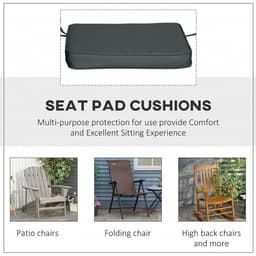image-Outsunny Set of 6 Chair Cushion Seat Pads Dining Chair w/ Straps Outdoor Grey