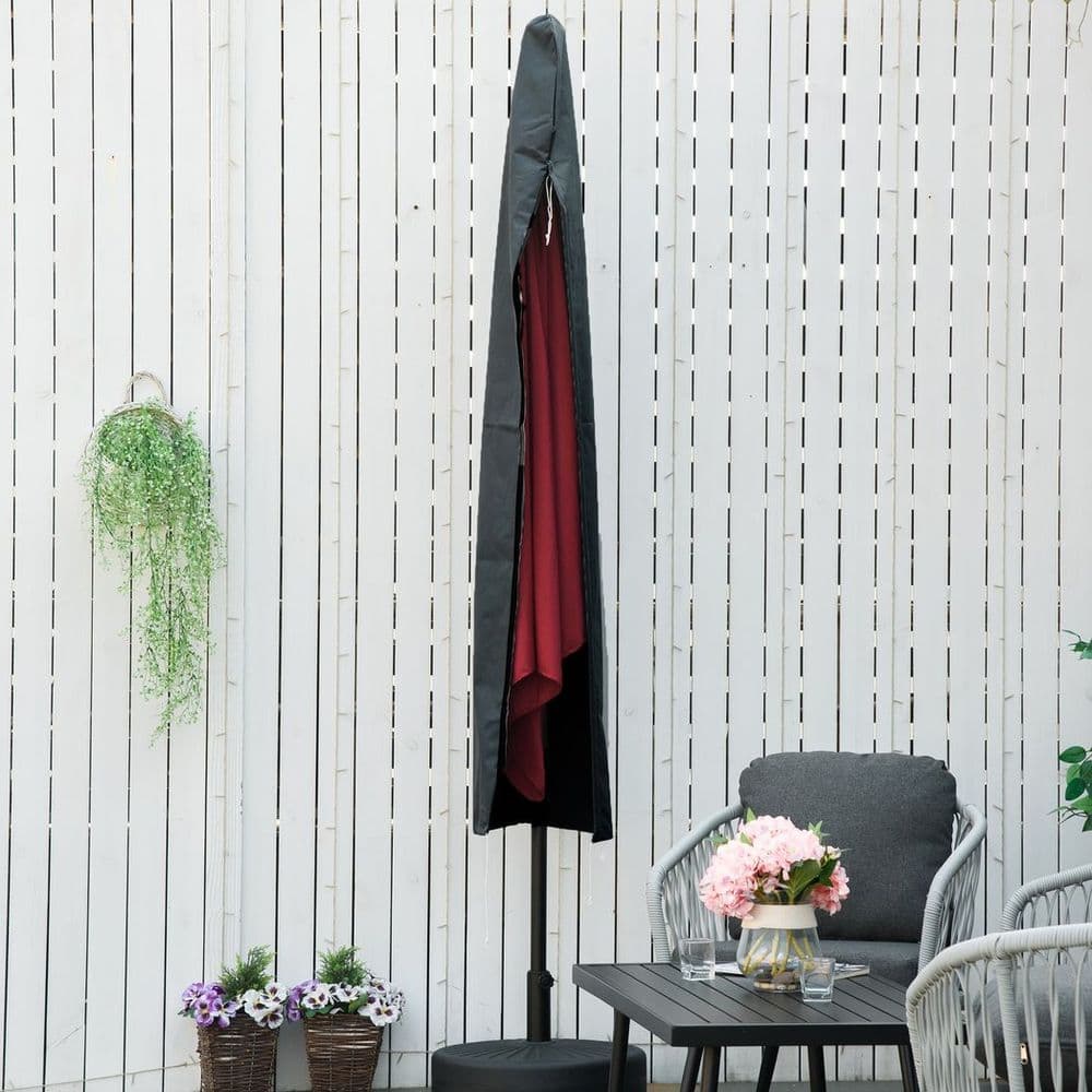 image-Outsunny Parasol Cover, Patio Cantilever Cover, Banana Umbrella Protector Grey