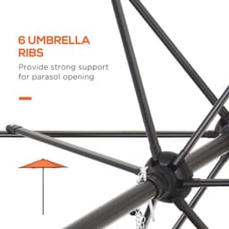 image-Outsunny 2m Parasol Patio Umbrella, Outdoor Sun Shade with 6 Ribs Orange