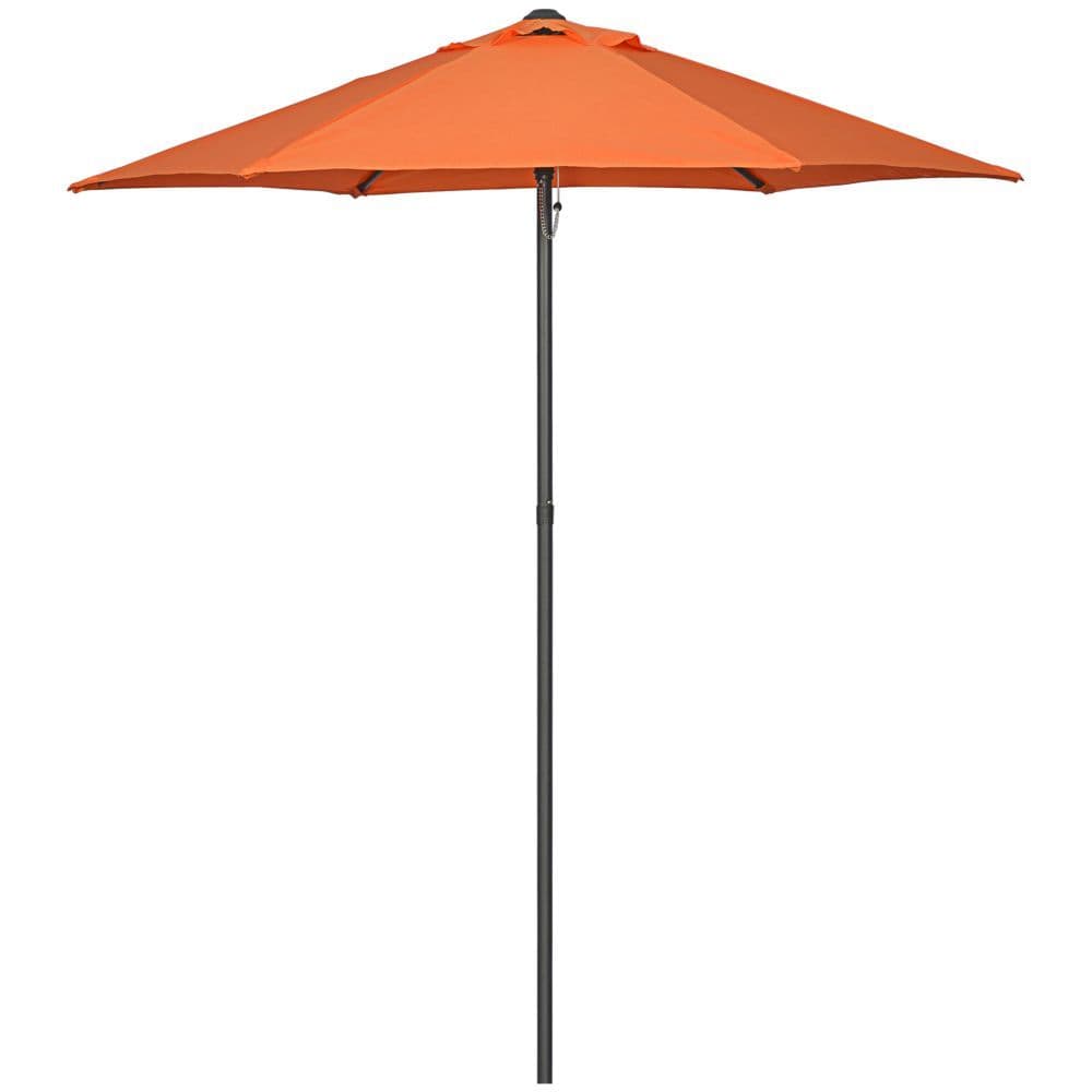 image-Outsunny 2m Parasol Patio Umbrella, Outdoor Sun Shade with 6 Ribs Orange