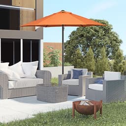 image-Outsunny 2m Parasol Patio Umbrella, Outdoor Sun Shade with 6 Ribs Orange