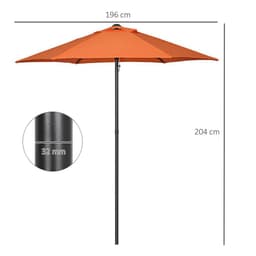 image-Outsunny 2m Parasol Patio Umbrella, Outdoor Sun Shade with 6 Ribs Orange
