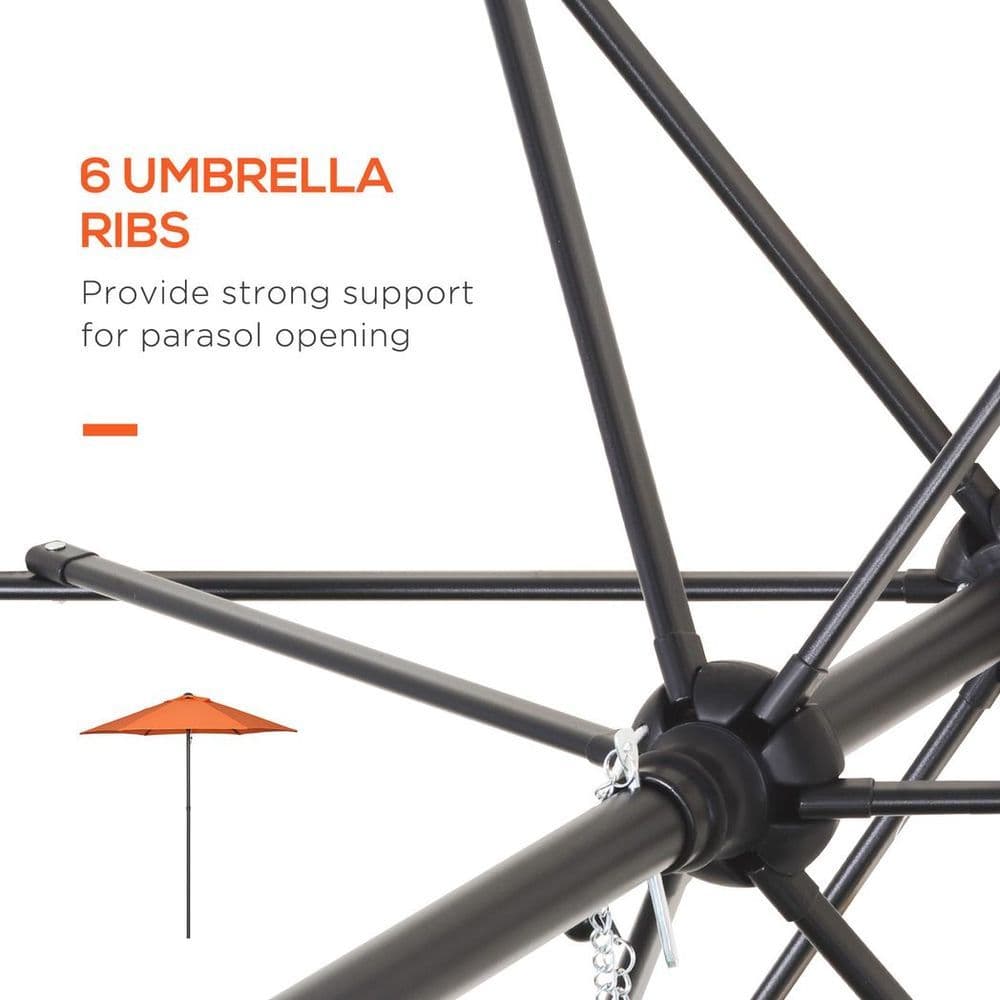 image-Outsunny 2m Parasol Patio Umbrella, Outdoor Sun Shade with 6 Ribs Orange