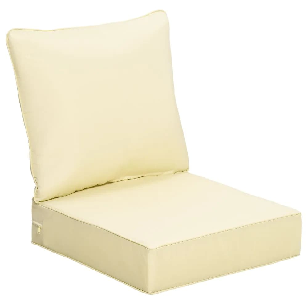 image-Outsunny Outdoor Seat and Back Cushion Set, Deep Seating Chair Cushion, Beige