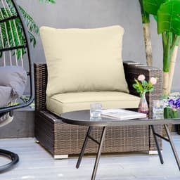 image-Outsunny Outdoor Seat and Back Cushion Set, Deep Seating Chair Cushion, Beige