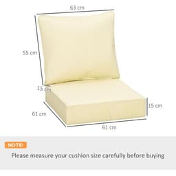 image-Outsunny Outdoor Seat and Back Cushion Set, Deep Seating Chair Cushion, Beige