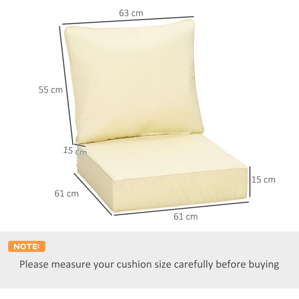 image-Outsunny Outdoor Seat and Back Cushion Set, Deep Seating Chair Cushion, Beige